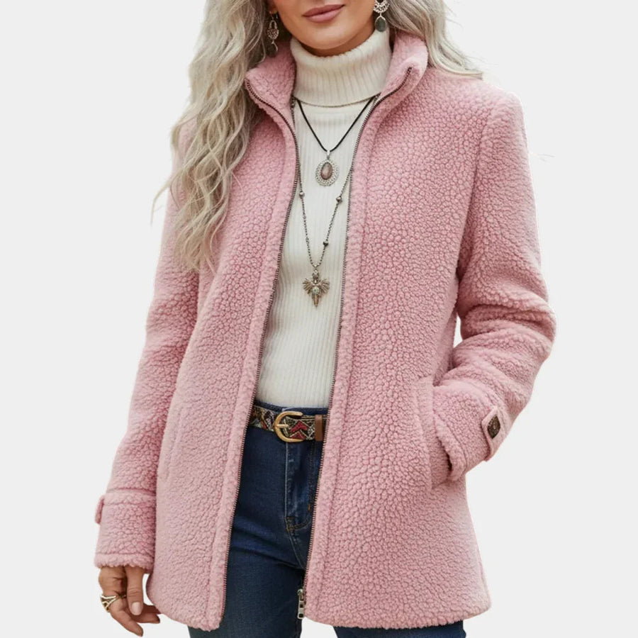 Annelies | manteau intermédiaire doux avec fermeture éclair