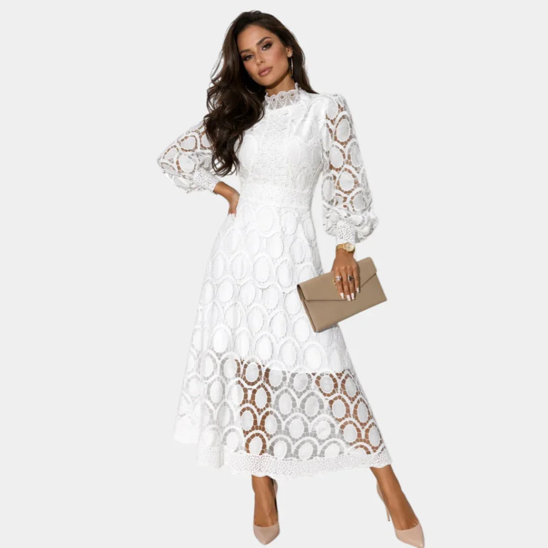 Yvette | Robe Midi en Dentelle Délicate