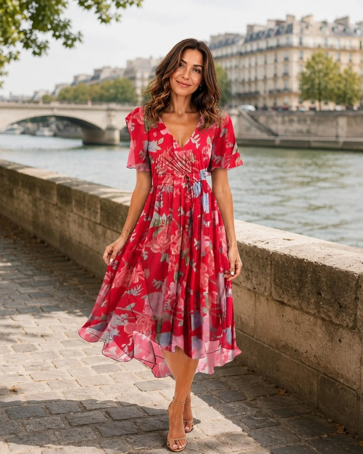 Mélisande | Robe fleurie à col en V